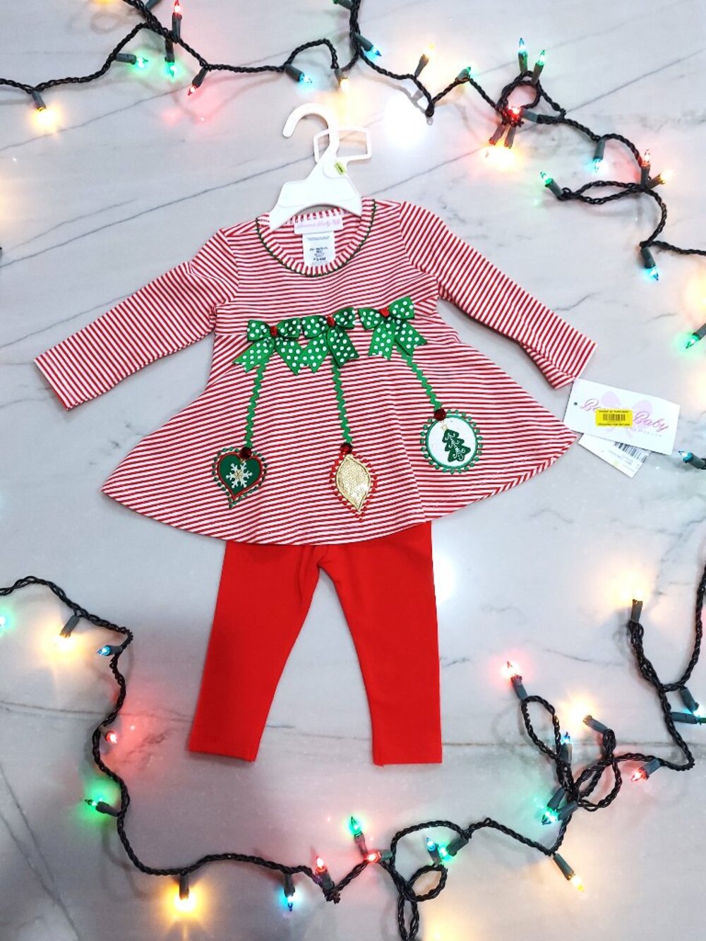 CUTE! Bonnie Baby Girls Christmas Outfit 2 Piece 3-6 Months NWT